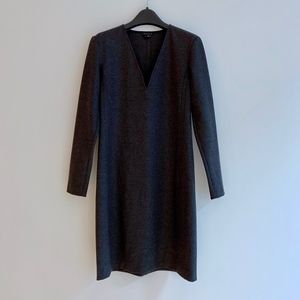 Theory Charcoal Grey Flannel Wool Dress